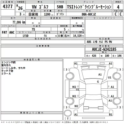 Volkswagen GOLF  с аукциона в Японии