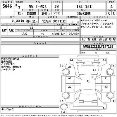 Volkswagen T-CROSS  с аукциона в Японии