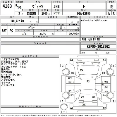 Toyota VITZ  с аукциона в Японии