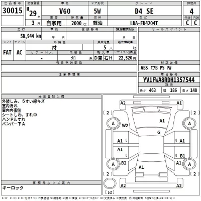 Volvo V60  с аукциона в Японии