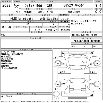 Fiat 500  с аукциона в Японии