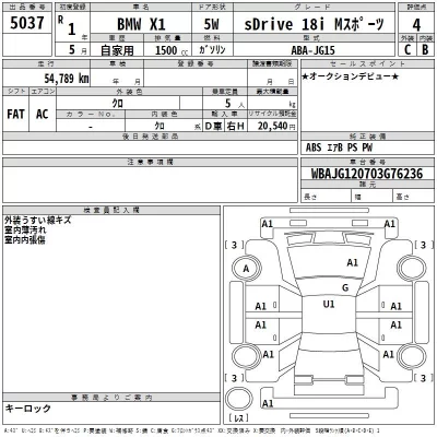 BMW X1  с аукциона в Японии