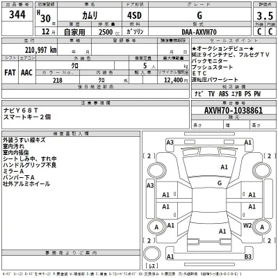 Toyota CAMRY  с аукциона в Японии