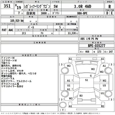 Subaru LEGACY  с аукциона в Японии