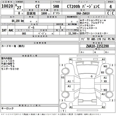 Lexus CT  с аукциона в Японии