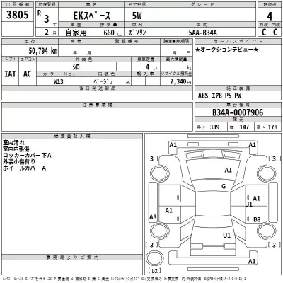 Mitsubishi EK SPACE  с аукциона в Японии