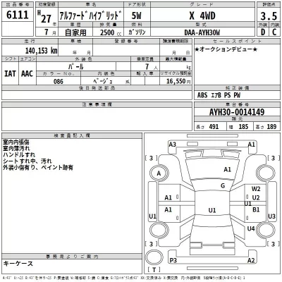 Toyota ALPHARD  с аукциона в Японии