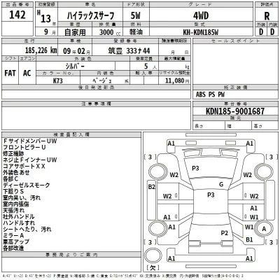Toyota HILUX SURF  с аукциона в Японии