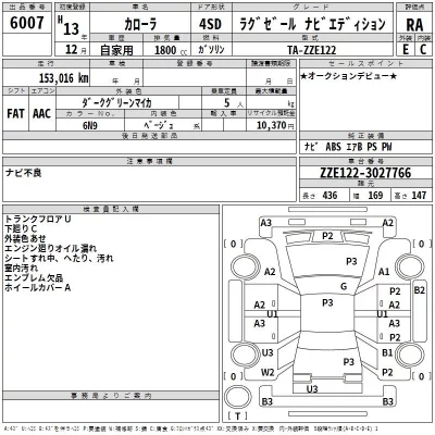 Toyota COROLLA  с аукциона в Японии