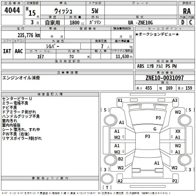 Toyota WISH  с аукциона в Японии