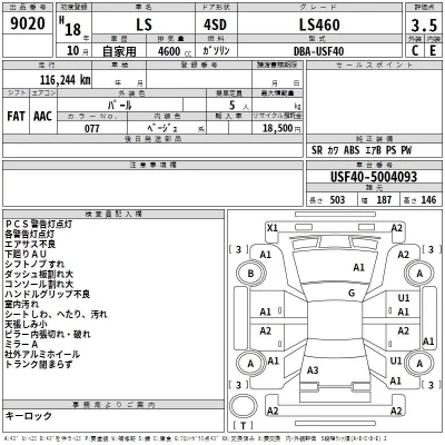 Lexus LS  с аукциона в Японии