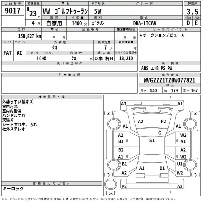 Volkswagen GOLF TOURAN  с аукциона в Японии
