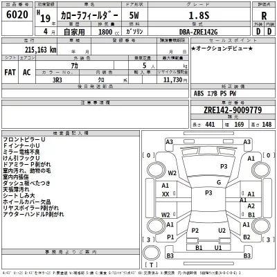 Toyota COROLLA FIELDER  с аукциона в Японии