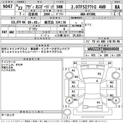 Audi A5  с аукциона в Японии