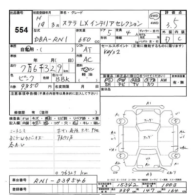 Subaru STELLA  с аукциона в Японии