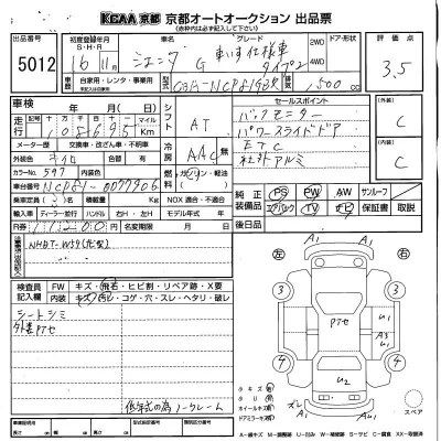 Toyota SIENTA  с аукциона в Японии