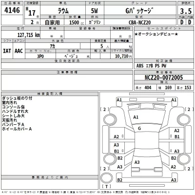 Toyota RAUM  с аукциона в Японии