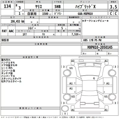 Toyota YARIS  с аукциона в Японии