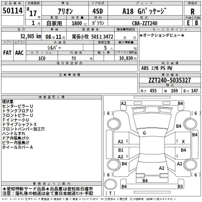 Toyota ALLION  с аукциона в Японии