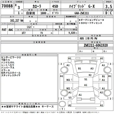 Toyota COROLLA  с аукциона в Японии