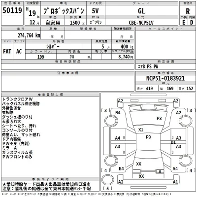 Toyota PROBOX  с аукциона в Японии