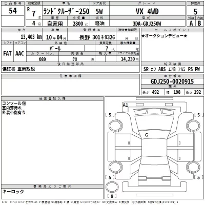 Toyota LAND CRUISER  с аукциона в Японии