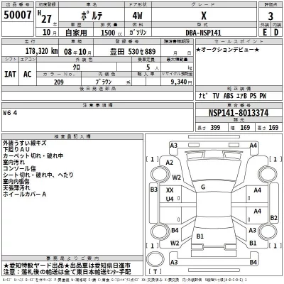 Toyota PORTE  с аукциона в Японии