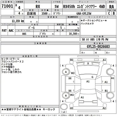 Lexus RX  с аукциона в Японии