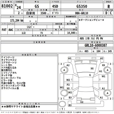 Lexus GS  с аукциона в Японии