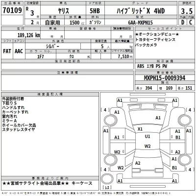 Toyota YARIS  с аукциона в Японии