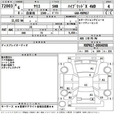 Toyota YARIS  с аукциона в Японии