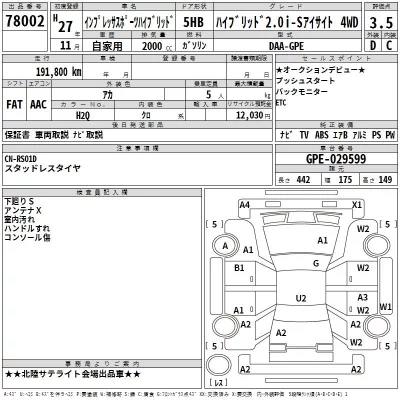 Subaru IMPREZA  с аукциона в Японии