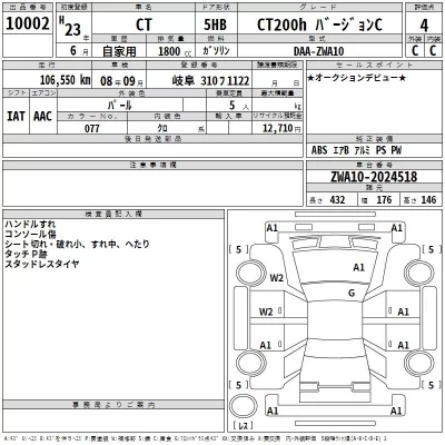 Lexus CT  с аукциона в Японии