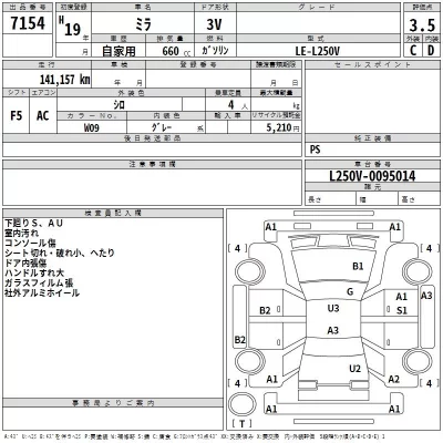 Daihatsu MIRA  с аукциона в Японии
