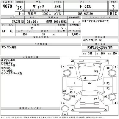 Toyota VITZ  с аукциона в Японии