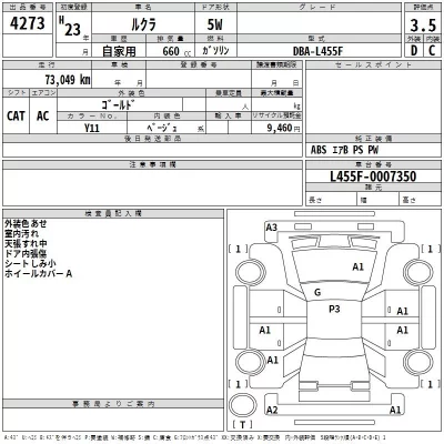 Subaru LUCRA  с аукциона в Японии