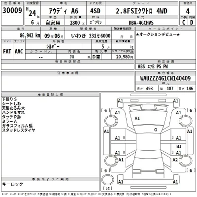 Audi A6  с аукциона в Японии