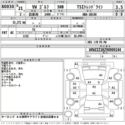 Volkswagen GOLF  с аукциона в Японии