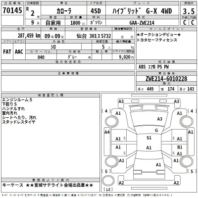 Toyota COROLLA  с аукциона в Японии