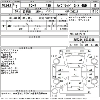Toyota COROLLA  с аукциона в Японии