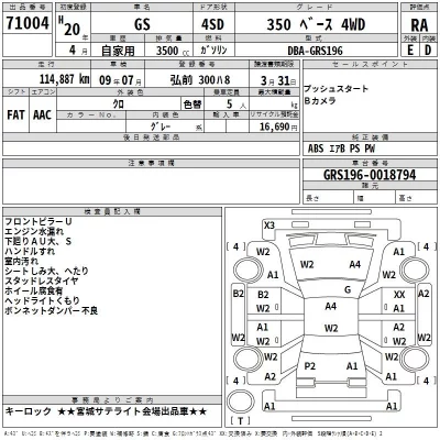 Lexus GS  с аукциона в Японии
