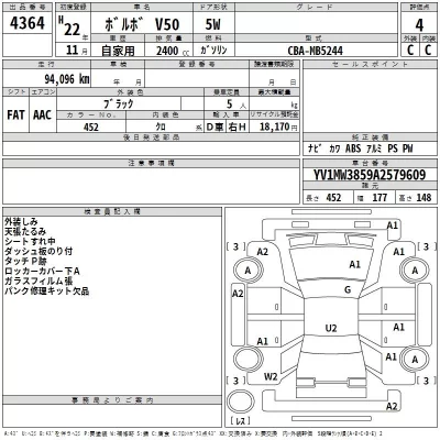 Volvo V50  с аукциона в Японии