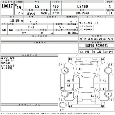 Lexus LS  с аукциона в Японии