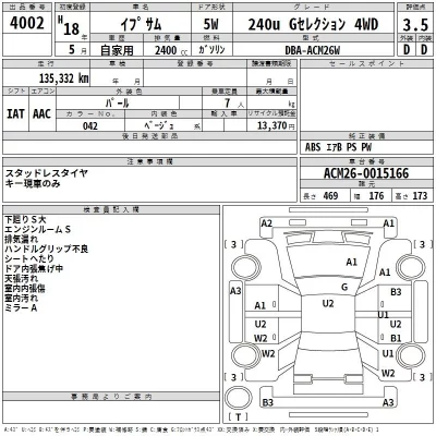 Toyota IPSUM  с аукциона в Японии