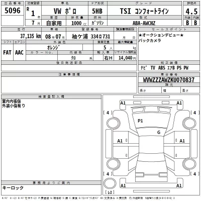 Volkswagen POLO  с аукциона в Японии