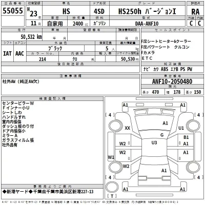 Lexus HS  с аукциона в Японии