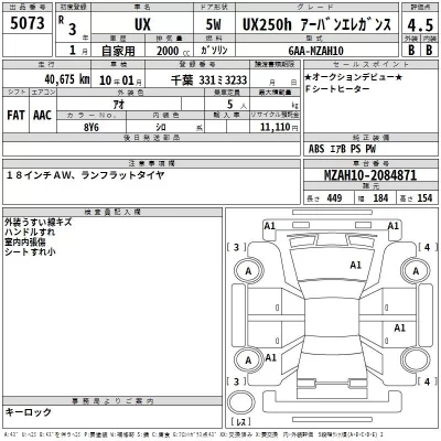 Lexus UX  с аукциона в Японии