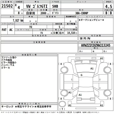 Volkswagen GOLF  с аукциона в Японии