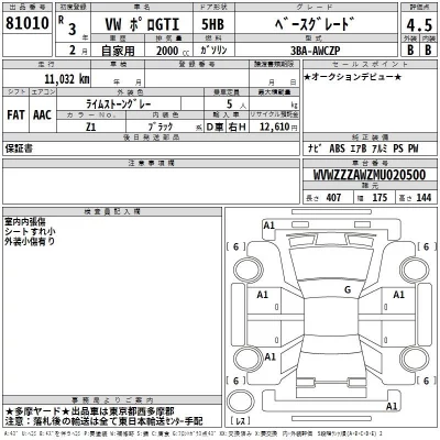 Volkswagen POLO  с аукциона в Японии