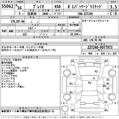 Toyota PREMIO  с аукциона в Японии